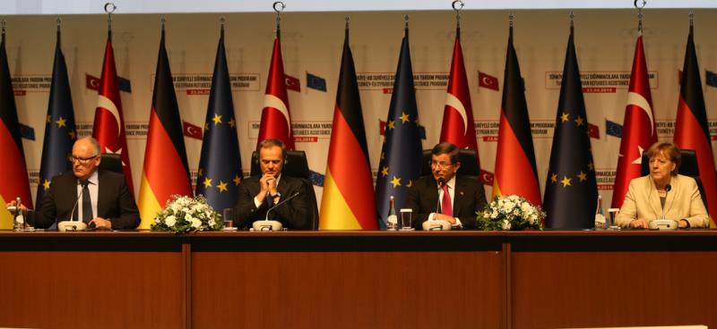 Davutoğlu, Merkel, Tusk, Timmermans